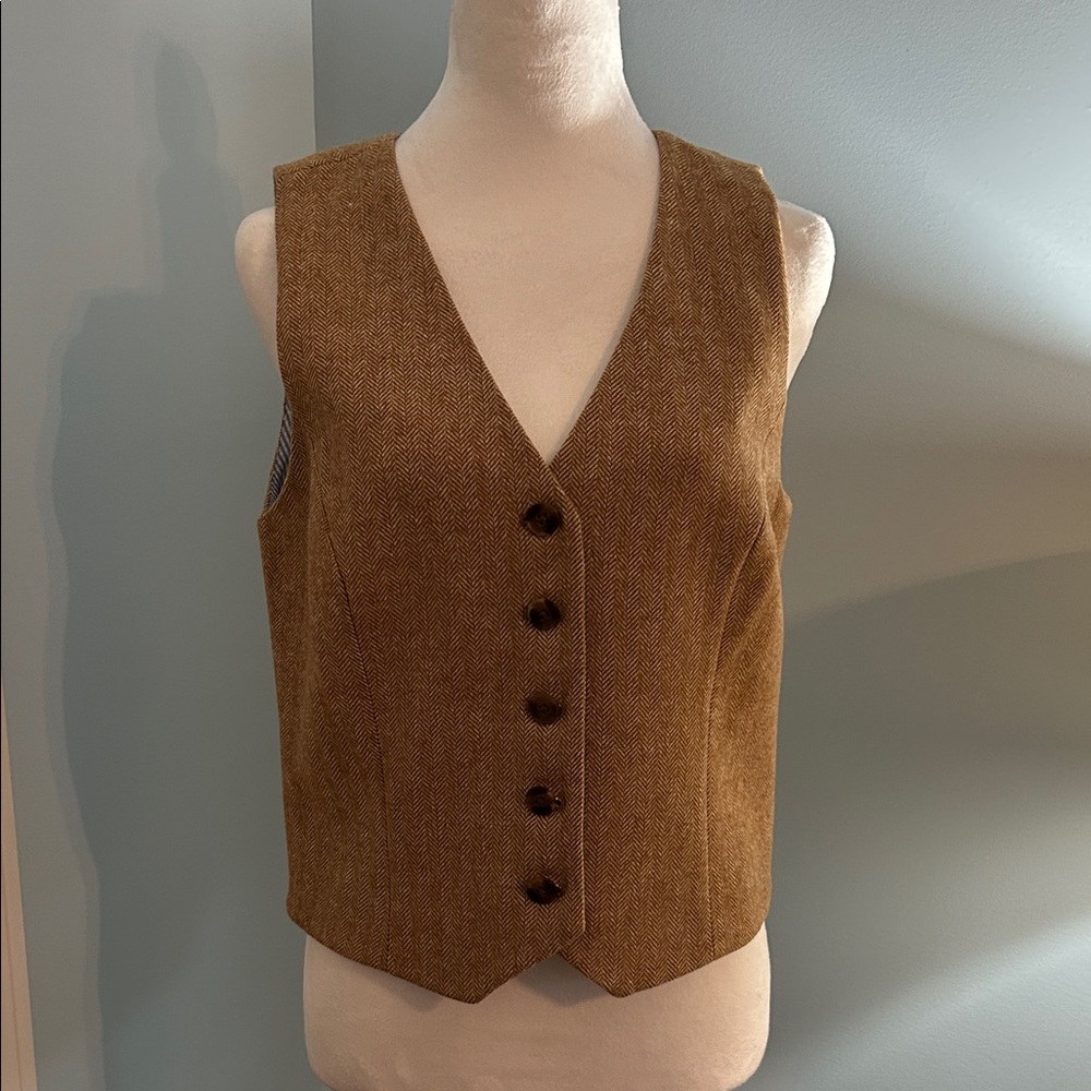 J. Crew Herringbone Brown Vest
